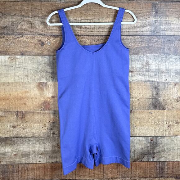 Athleta Aurora Bodysuit Shortie Shorts Purple Blue Size Medium - Picture 6 of 11